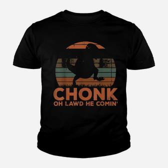 Chonk Oh Lawd He Comin' Dinosaur T Rex Fat Chunky Youth T-shirt - Monsterry