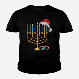 Chrismukkah Hannukah Funny Santa Hat Family Christmas Pajama Youth T-shirt | Crazezy AU
