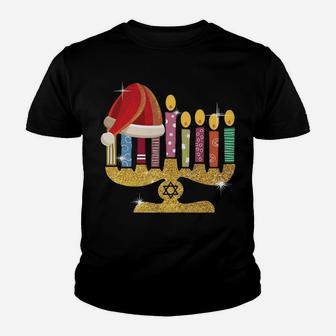 Chrismukkah Hannukah Santa Hat Funny Christmas Xmas Sweatshirt Youth T-shirt | Crazezy UK