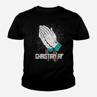 Christian Af Praying Hands Youth T-shirt - Monsterry