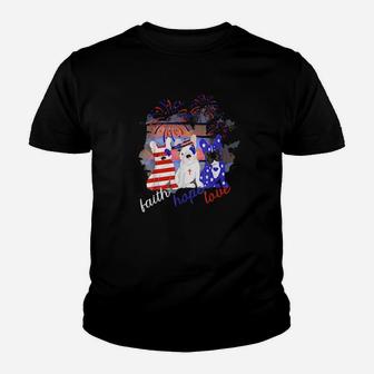 Christian Patriotic Pups Faith Hope And Love Inspirational Youth T-shirt - Monsterry