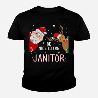 Christmas Be Nice To Janitor Santa Is Watching Youth T-shirt | Crazezy