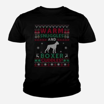 Christmas Boxer Dog Ugly Sweater Style Sweatshirt Youth T-shirt | Crazezy