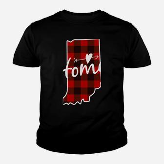 Christmas Buffalo Plaid, Indiana Home State Map Youth T-shirt | Crazezy DE