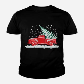 Christmas Classic Old Red Truck Vintage Pick Up Xmas Tree Sweatshirt Youth T-shirt | Crazezy UK