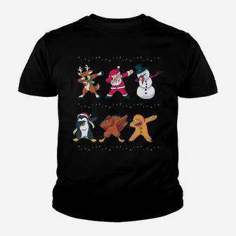 Christmas Dabbing Santa Friends Dab Dance Xmas Lights Gift Youth T-shirt | Crazezy CA
