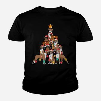 Christmas Dog Boxer Tree Holiday Gifts Dog Lover Funny Xmas Youth T-shirt | Crazezy AU