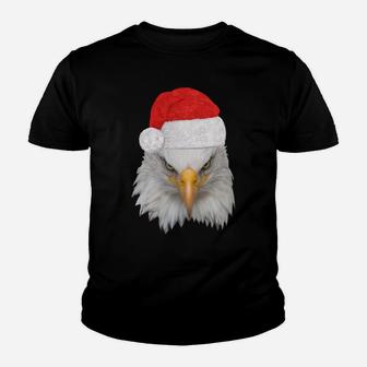 Christmas Eagle Patriotic Bald Eagle With Santa Hat Sweatshirt Youth T-shirt | Crazezy