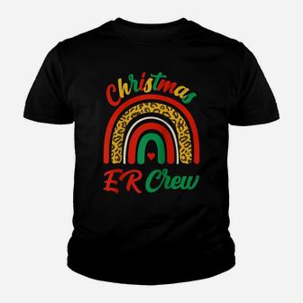 Christmas Er Crew Plaid Leopard Rainbow Fun Xmas Pajamas Pjs Raglan Baseball Tee Youth T-shirt | Crazezy