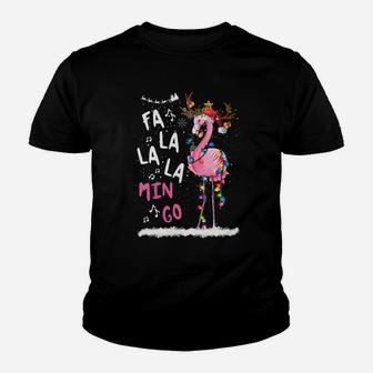 Christmas - Fa-La-La Mingo Flamingo With Christmas Lights Sweatshirt Youth T-shirt | Crazezy