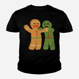 Christmas Gingerbread Zombie Bite Funny Design Youth T-shirt | Crazezy