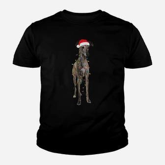 Christmas Greyhound Gift Greyhound Dog Funny Santa Hat Xmas Youth T-shirt | Crazezy