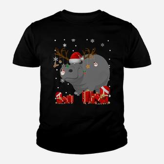 Christmas Hippo Funny Santa Reindeer Hippo Lover Gifts Sweatshirt Youth T-shirt | Crazezy DE