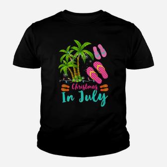 Christmas In July Ugly Christmas Flip Flops Summer Vacation Youth T-shirt | Crazezy AU