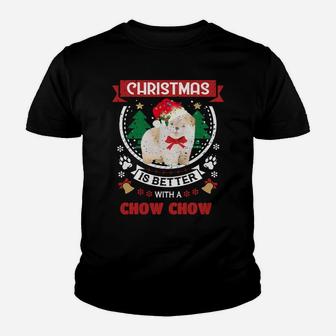 Christmas Is Better With A Chow Chow Christmas Tree Sweatshirt Youth T-shirt | Crazezy
