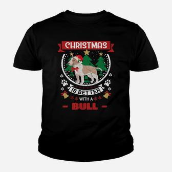 Christmas Is Better With A Dog Bull Terrier Christmas Tree Youth T-shirt | Crazezy