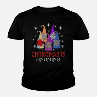 Christmas Is Gnoming God Jul Gnome Tomte Xmas Santa Gift Tee Youth T-shirt | Crazezy