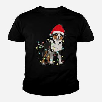 Christmas Lights Australian Shepherd Dog Lover Xmas Gift Youth T-shirt | Crazezy