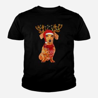 Christmas Lights Dachshund Dog Lover Dog Dad Dog Mom Sweatshirt Youth T-shirt | Crazezy CA
