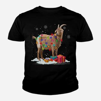 Christmas Lights Goat Celebrates Xmas Party For Goat Lover Sweatshirt Youth T-shirt | Crazezy UK