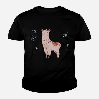 Christmas Llama Funny Cute Animal Alpaca Family Pajama Gift Sweatshirt Youth T-shirt | Crazezy