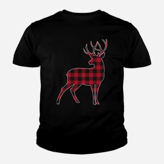 Christmas Lumberjack Red Buffalo Plaid Deer Matching Family Youth T-shirt | Crazezy