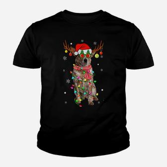 Christmas Pajama Australian Cattle Xmas Lights Dog Dad Mom Sweatshirt Youth T-shirt | Crazezy
