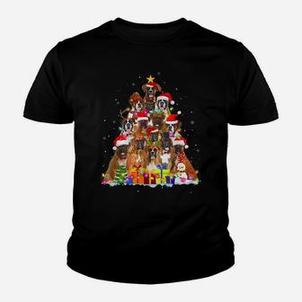 Christmas Pajama Boxer Tree Xmas Gifts Dog Dad Mom Youth T-shirt | Crazezy