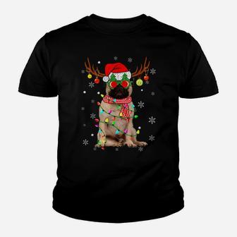 Christmas Pajama Pug Xmas Lights Dog Dad Mom Youth T-shirt | Crazezy UK
