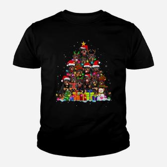 Christmas Pajama Rottweiler Tree Xmas Gifts Dog Dad Mom Youth T-shirt | Crazezy UK