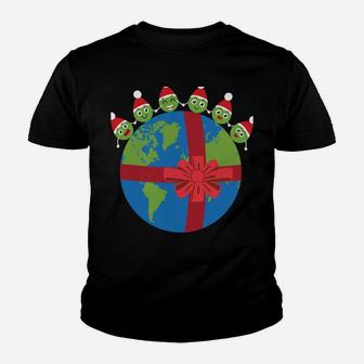Christmas Peas On Earth World Peace Pea Design Sweatshirt Youth T-shirt | Crazezy