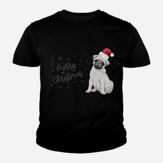Christmas Pug Santa Hat Dog Owner Mom Funny Women Men Gift Sweatshirt Youth T-shirt | Crazezy UK