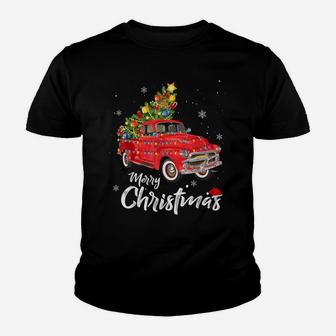 Christmas Red Truck Xmas Tree Vintage Gifts Merry Christmas Youth T-shirt | Crazezy DE