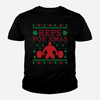 Christmas Reps For Xmas Weight Lifting Design Sweatshirt Youth T-shirt | Crazezy