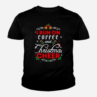 Christmas Run I Run On Coffee And Christmas Cheer Santa Youth T-shirt | Crazezy