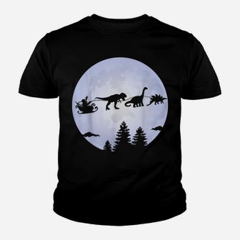 Christmas Santa Dinosaur - Moon Dinosaur Sleigh Youth T-shirt | Crazezy DE