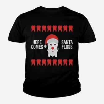 Christmas Santa Floss Dentist Dental Design Sweatshirt Youth T-shirt | Crazezy