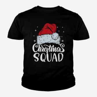 Christmas Squad Santa Hat Funny Family Matching Pajamas Youth T-shirt | Crazezy