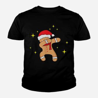 Christmas Stars Holiday Dance Dabbing Gingerbread Man Youth T-shirt | Crazezy