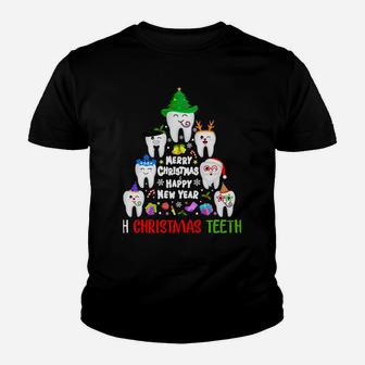 Christmas Teeth Funny Dental Gift Dentist Hygienist Xmas Sweatshirt Youth T-shirt | Crazezy