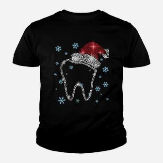 Christmas Tooth Santa Hat Funny Dentist Dental Assistant Sweatshirt Youth T-shirt | Crazezy UK