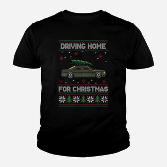 Christmas Tree Oldtimer Car Xmas Ugly Sweater Pullover Look Sweatshirt Youth T-shirt | Crazezy