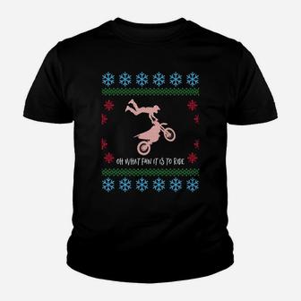 Christmas Ugly Sweater Bmx Dirt Bike Design Sweatshirt Youth T-shirt | Crazezy