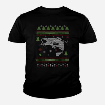 Christmas Ugly Sweater Fish Trout Bass Design Youth T-shirt | Crazezy CA