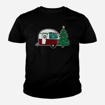 Christmas Vintage Camper Sweatshirt Xmas Tree Wreath Decor Youth T-shirt | Crazezy