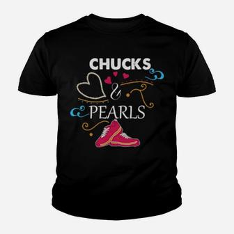 Chucks And Pearls Valentine Mum And Daughter Youth T-shirt - Monsterry