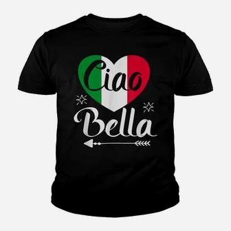 Ciao Bella - Italian Hello Beautiful Gift Italy Flag Youth T-shirt | Crazezy