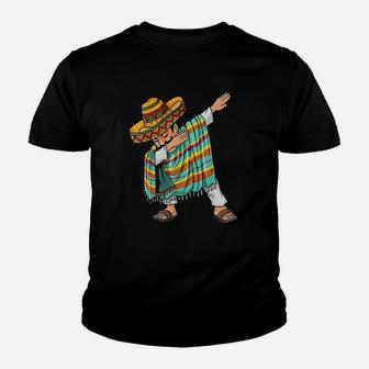 Cinco De Mayo Dabbing Poncho Sombrero Funny Mexican Dab Youth T-shirt | Crazezy UK