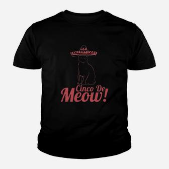 Cinco De Meow Funny Cat May 5 Mexico Sombrero Youth T-shirt | Crazezy