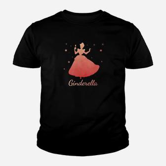Cinderella Silhouette Damen Kinder Tshirt in Schwarz, Märchen Mode - Seseable